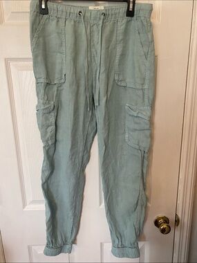 Nicole Miller Light Seafoam Green Cargo Joggers